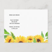 Carte Postale Faire-part Mariage de automne de tournesol jaune Enregistrer  (Dos)