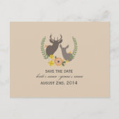 Carte Postale Faire-part Mariage de automne Rustique Floral Deer Enregistre (Devant)