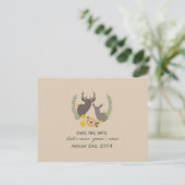 Carte Postale Faire-part Mariage de automne Rustique Floral Deer Enregistre (Debout devant)
