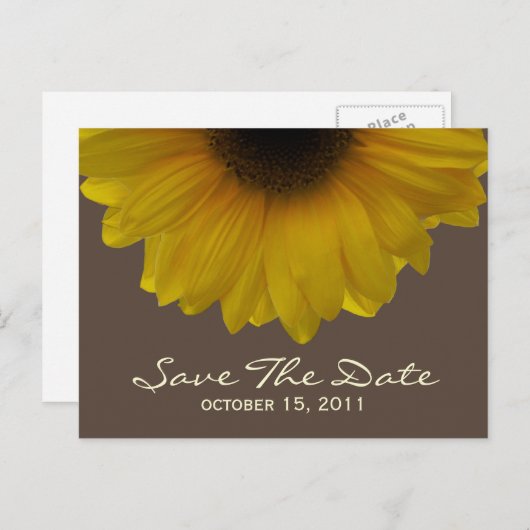 Carte Postale Faire-part Mariage de automne Tournesol Enregistrer La Date C (Devant / Derrière)