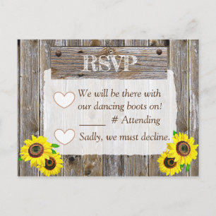 Carte Postale Faire-part Mariage de bottes et de tournesols RSVP de cowboy
