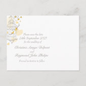 Carte Postale Faire-part mariage de cage d'oiseaux jaune enregistrer la car (Dos)