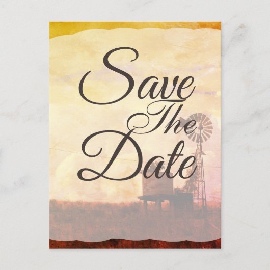 Carte Postale Faire-part Mariage de campagne à moulin rustique Save The Dat (Devant)