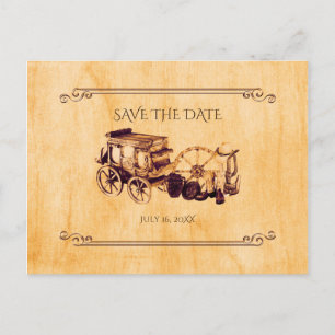 Carte Postale Faire-part Mariage de campagne occidental vintage, Enregistre