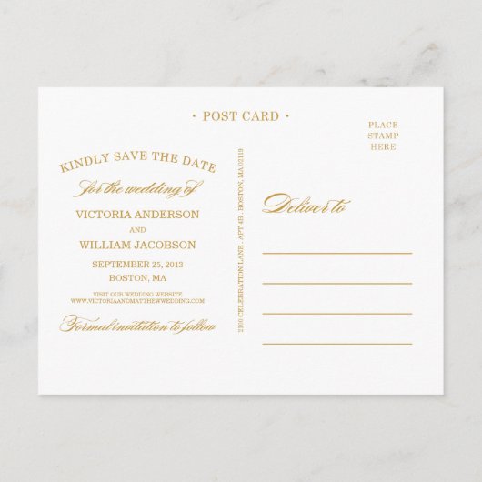 CARTE POSTALE FAIRE-PART MARIAGE DE CLASSE | ENREGISTRER LA DATE D'ANNONCE (Dos)