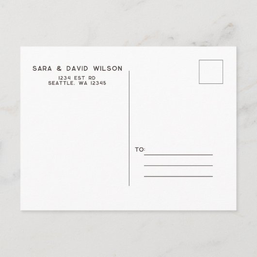 Carte Postale Faire-part Mariage de cône de pin conifère rustique Enregistr (Dos)