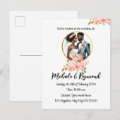 Carte Postale Faire-part Mariage de couple afro-américain (Devant / Derrière)