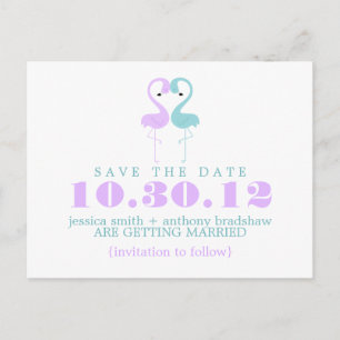 Carte Postale Faire-part Mariage de couple flamant rose Enregistrez la date