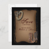 Carte Postale Faire-part mariage de cowboy dans l'ouest du pays enregistrer (Devant / Derrière)