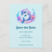 Carte Postale Faire-part Mariage de créature marine dauphin mignon (Devant)