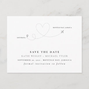 Carte Postale Faire-part Mariage de destination Argent Enregistrer la date