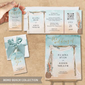 Carte Postale Faire-part Mariage de destination au bord de la plage Boho, S