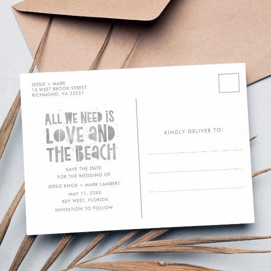 Carte Postale Faire-part Mariage de Destination de Plage Décontractée Enreg