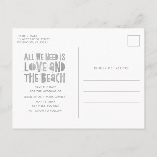 Carte Postale Faire-part Mariage de Destination de Plage Décontractée Enreg (Dos)