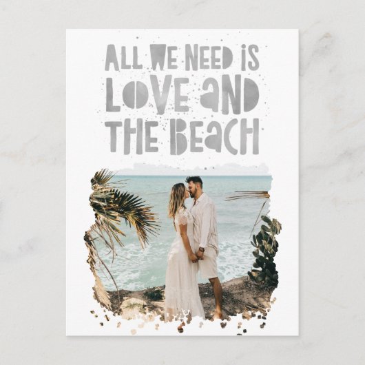 Carte Postale Faire-part Mariage de Destination de Plage Décontractée Enreg (Devant)