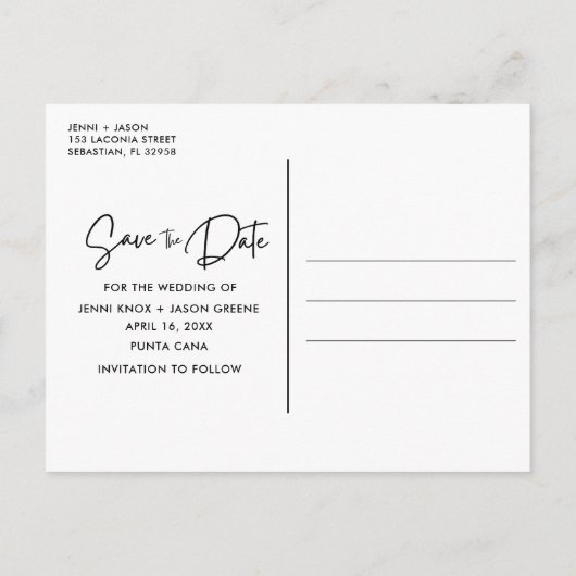 Carte Postale Faire-part Mariage de Destination de Plage Enregistrer la Dat (Dos)