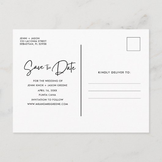 Carte Postale Faire-part Mariage de Destination de Plage Enregistrer la Dat (Dos)