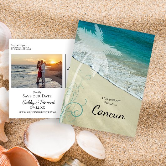 Carte Postale Faire-part Mariage de destination de plage tropicale