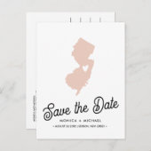 CARTE POSTALE FAIRE-PART MARIAGE DE DESTINATION D'ÉTAT NEW JERSEY TOUTE COU (Devant / Derrière)