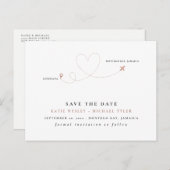 Carte Postale Faire-part Mariage de destination en Rose Gold - Sauvegarder (Devant / Derrière)