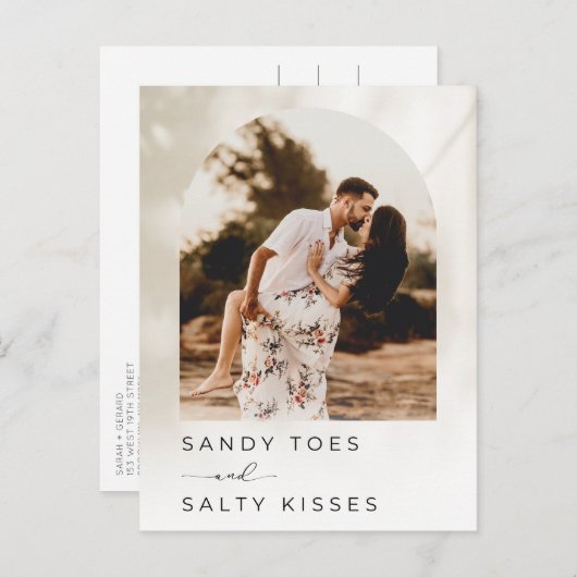 Carte Postale Faire-part Mariage de destination plage Enregistrer la date (Devant / Derrière)