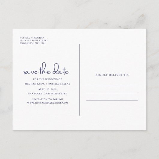 Carte Postale Faire-part Mariage de destination plage Enregistrer la date (Dos)