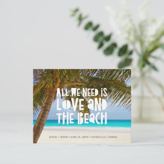 Carte Postale Faire-part Mariage de destination sur la plage Enregistrer la (Debout devant)