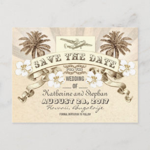 Carte Postale Faire-part mariage de destination tropicale à retenir la date