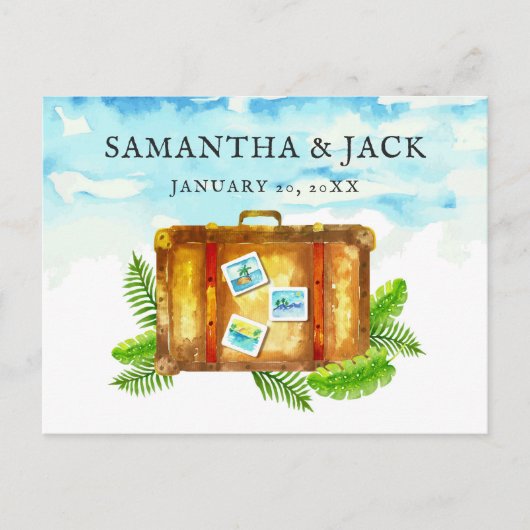 Carte Postale Faire-part Mariage de destination tropicale | Save the date (Devant)