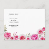 Carte Postale Faire-part Mariage de fleurs d'aquarelle rose Enregistrer la  (Dos)