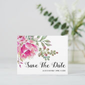 Carte Postale Faire-part Mariage de fleurs d'aquarelle rose Enregistrer la  (Debout devant)