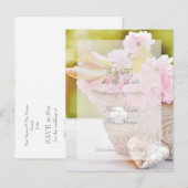 Carte Postale Faire-part Mariage de fleurs de cerisier-rose (Devant / Derrière)