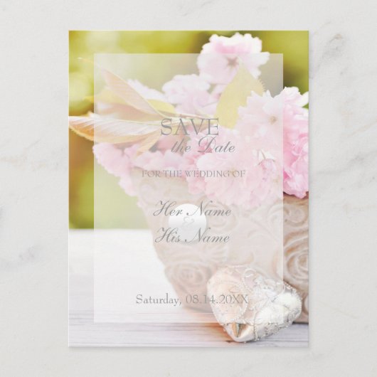 Carte Postale Faire-part Mariage de fleurs de cerisier-rose (Devant)