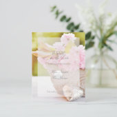 Carte Postale Faire-part Mariage de fleurs de cerisier-rose (Debout devant)