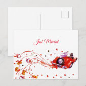 Carte Postale Faire-part Mariage de jeune couple, jeunes mariés aquarelle  (Devant / Derrière)