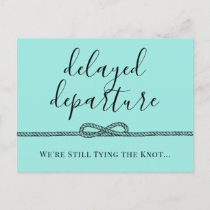 Carte Postale Faire-part Mariage de jonction turquoise nautique reporté