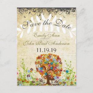 Carte Postale Faire-part Mariage de la branche côté forêt enchantée
