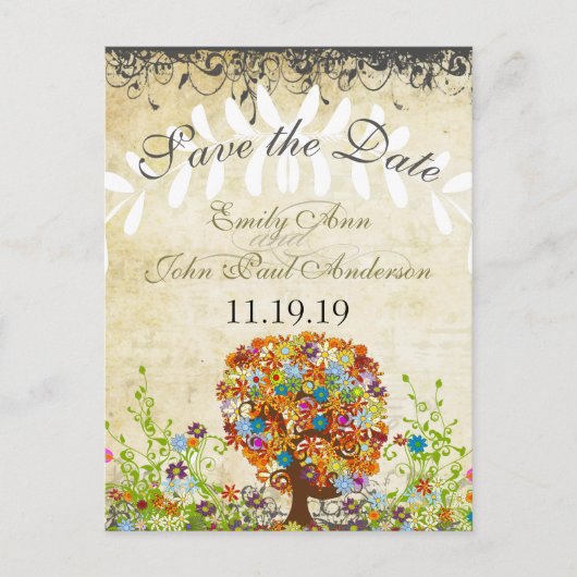 Carte Postale Faire-part Mariage de la branche côté forêt enchantée (Devant)