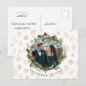 Carte Postale Faire-part Mariage de la saison de Noël à retenir la date (Devant / Derrière)