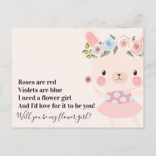 Carte Postale Faire-part Mariage de Lapin Mignon Fille aux Fleurs Propositi