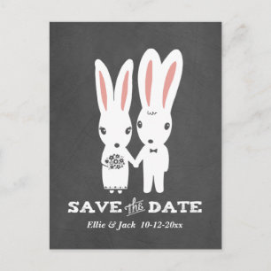 Carte Postale Faire-part Mariage de Lapins Enregistrer la Date