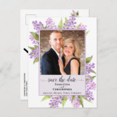 Carte Postale Faire-part Mariage de Lilacs rustiques Enregistrer la date La (Devant / Derrière)