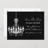 Carte Postale Faire-part Mariage de lustre noir blanc Enregistrer la date C (Devant / Derrière)