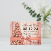 Carte Postale Faire-part Mariage de Noël Save the Date en Rose Gold Rustiqu (Debout devant)