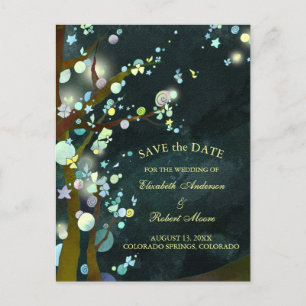 Carte Postale Faire-part Mariage de Nuit Étincelant - Réservez la Date
