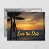 Carte Postale Faire-part Mariage de palmiers tropicaux Date (Devant / Derrière)