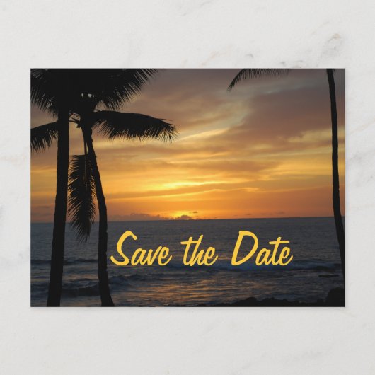 Carte Postale Faire-part Mariage de palmiers tropicaux Date (Devant)