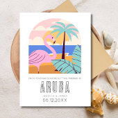 Carte Postale Faire-part Mariage de plage à Aruba, Sauvegarder la date