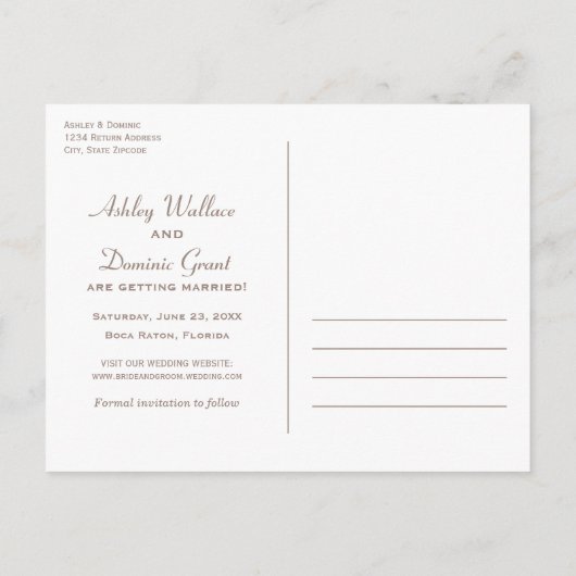 Carte Postale Faire-part Mariage de poisson-Starfish beige neutre Photo Enr (Dos)