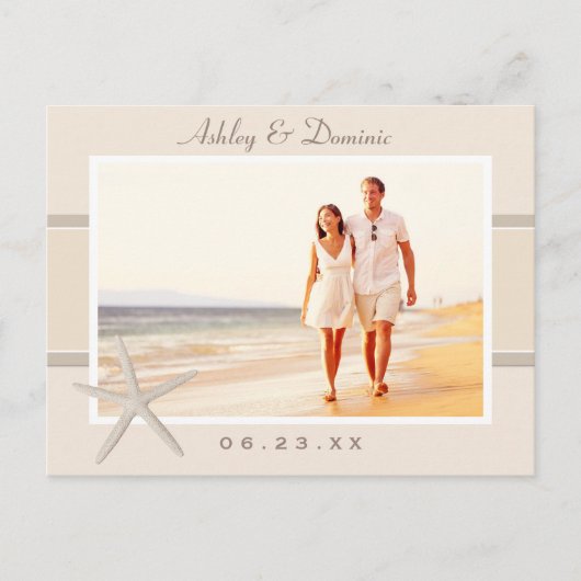 Carte Postale Faire-part Mariage de poisson-Starfish beige neutre Photo Enr (Devant)